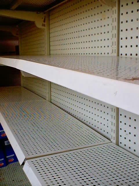Empty shelves with no food.