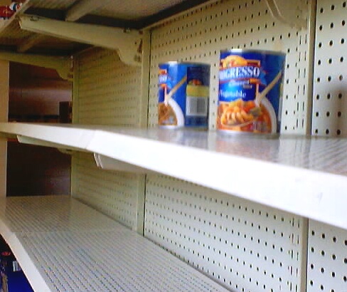 Only two cans of soup on the shelf. What are we to do?